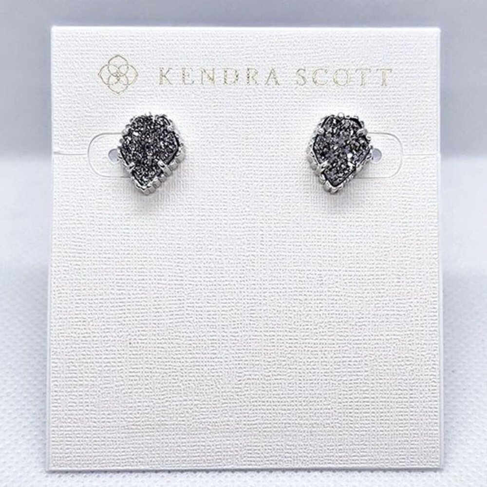 Kendra Scott Tessa Silver Stud Earrings In Platinum Drusy